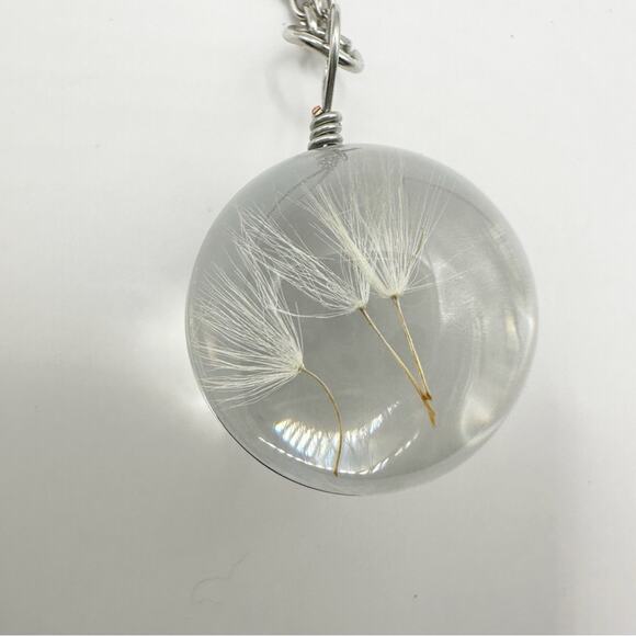Wish Dandelion Necklace Chain Pendant Seed Fluff Stainless Steel Resin Spring - Picture 1 of 8